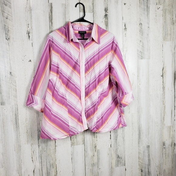 Lane Bryant colorful striped button down 18/20 - Picture 1 of 8